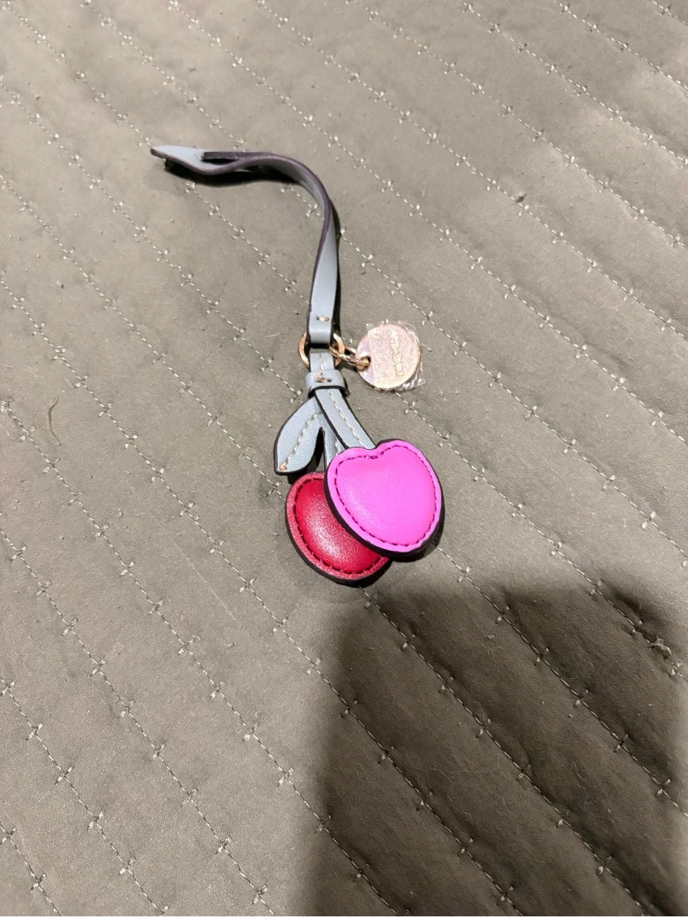 Nine West Pink and Red Cherry Key & Card Holder Charm